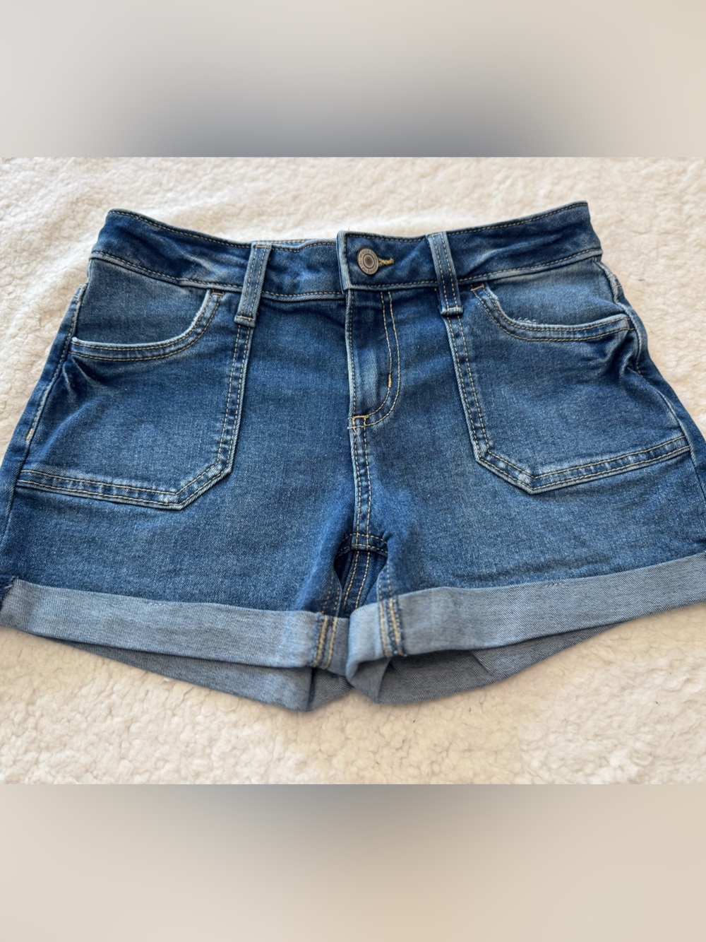 SO Blue Rolled Cuff Denim Shorts